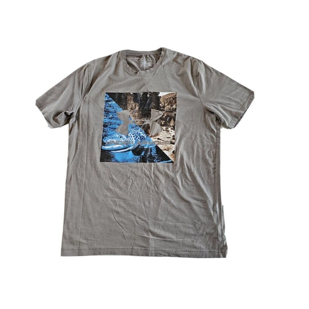 Under Armour Mens Crew Neck T Shirt Loose Heatgear Short Sleeve Gray Size Medium
